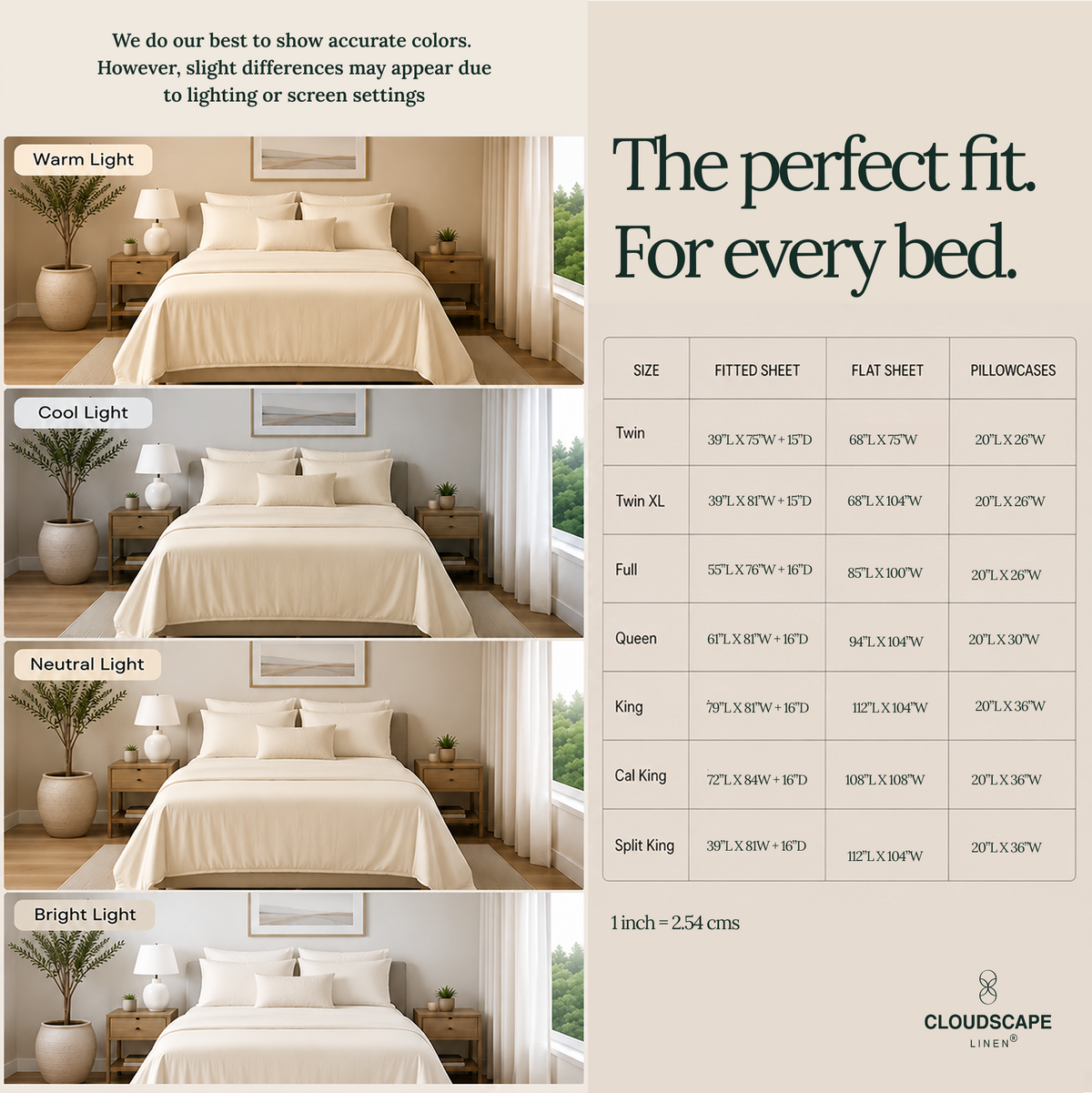 1000 Thread Count Egyptian Cotton : Ivory Bedsheet Set