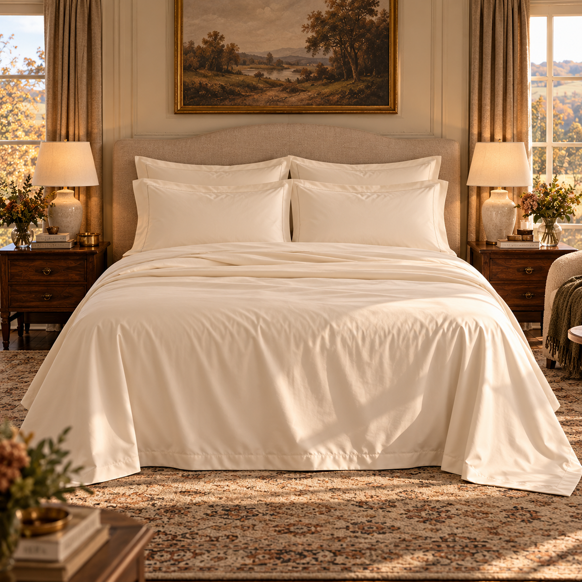 400 Thread Count Egyptian Cotton : Ivory Bedsheet Set