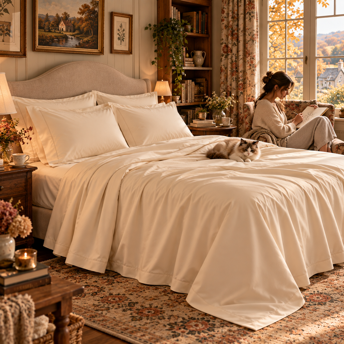 400 Thread Count Egyptian Cotton : Ivory Bedsheet Set