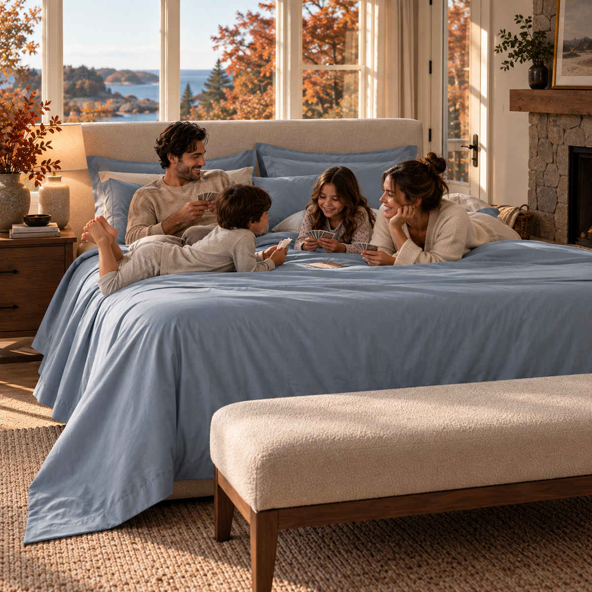 1000 Thread Count Egyptian Cotton : French Blue Bedsheet Set