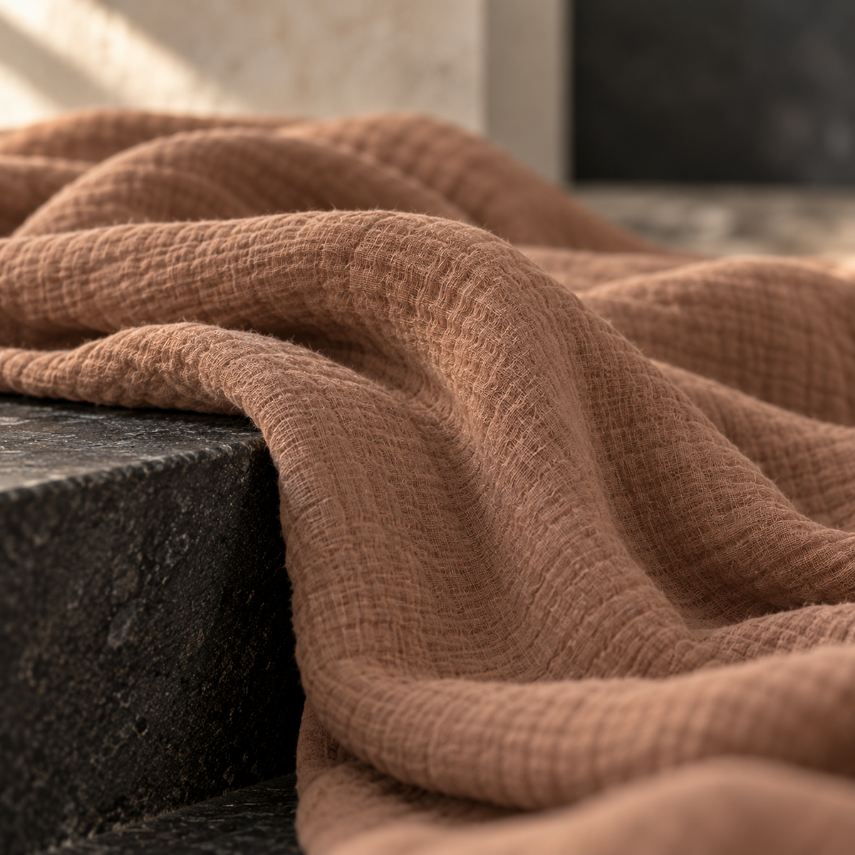 8 Layer Cotton Muslin Blanket - Mocha Mousse