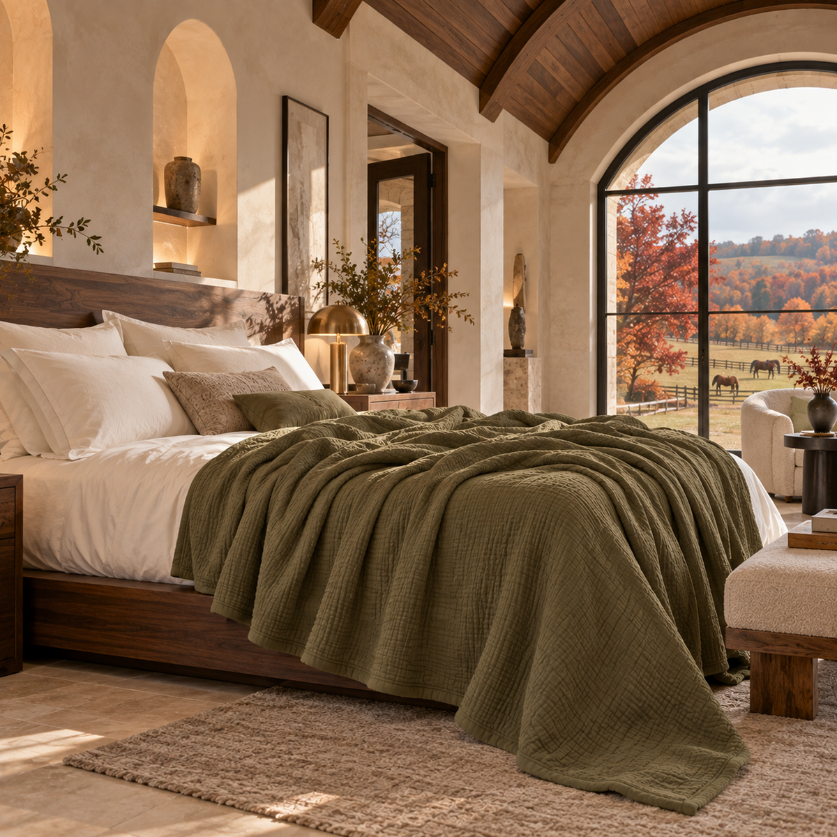 8 Layer Cotton Muslin Blanket - Olivine