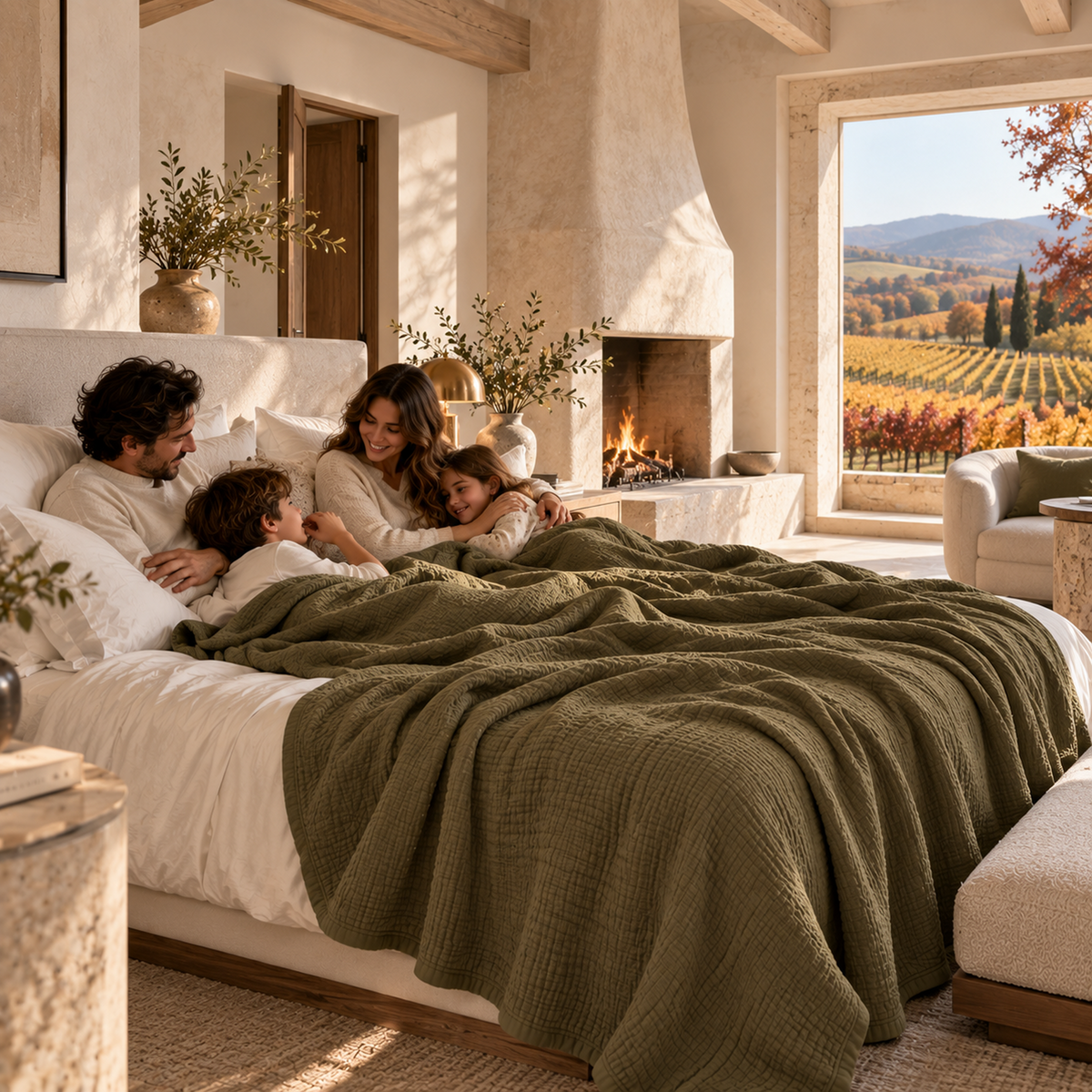 8 Layer Cotton Muslin Blanket - Olivine