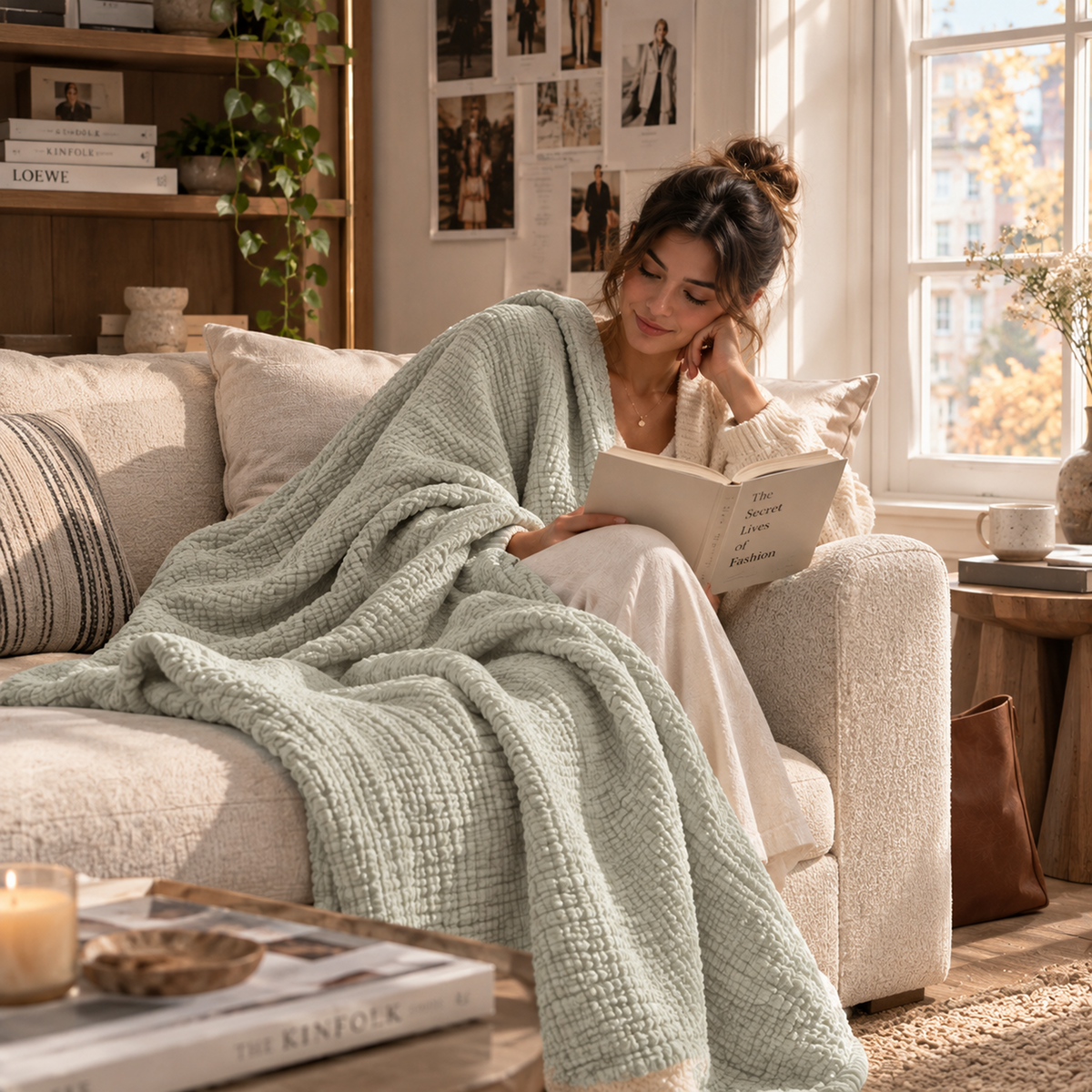8 Layer Cotton Muslin Blanket - Sea Foam