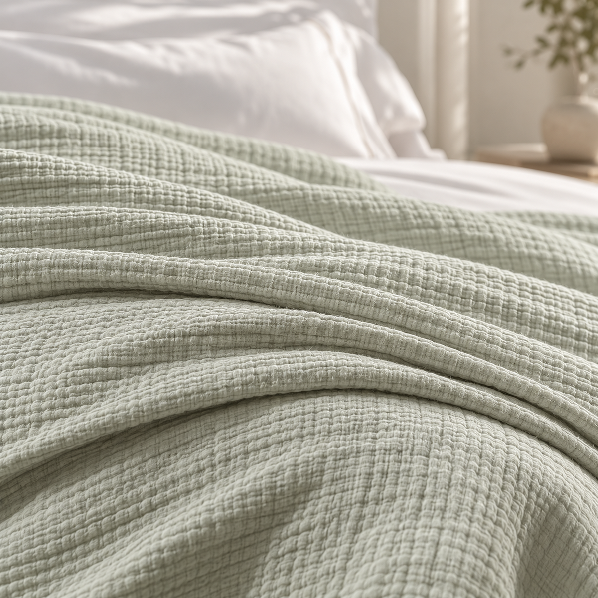8 Layer Cotton Muslin Blanket - Sea Foam