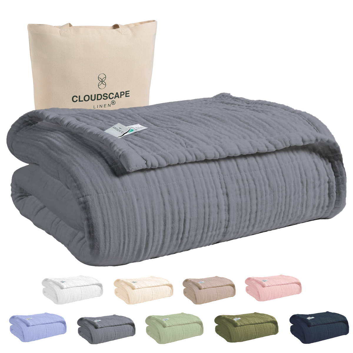 4 Layer Cotton Muslin Blanket: Sharkskin