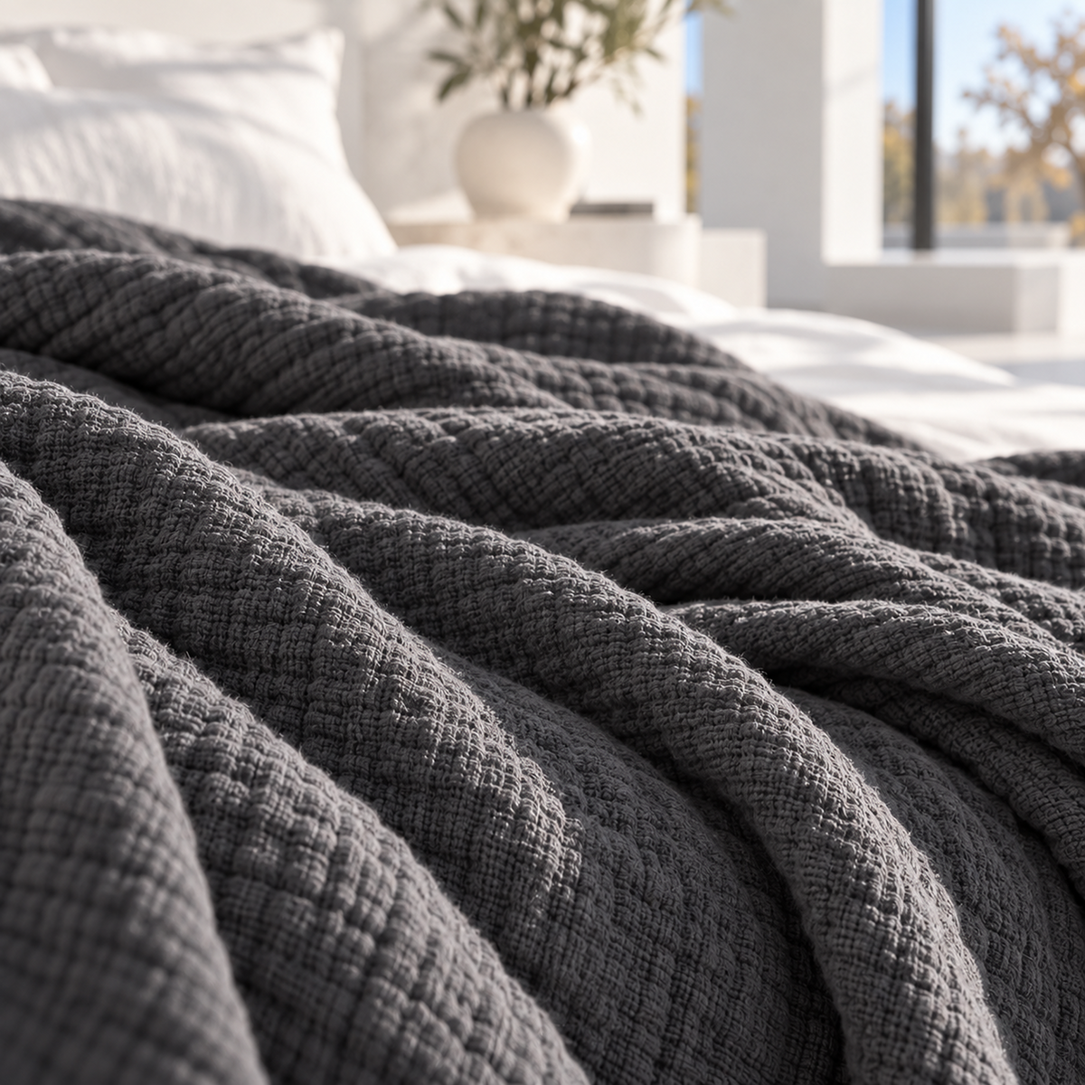 8 Layer Cotton Muslin Blanket - Dark Grey