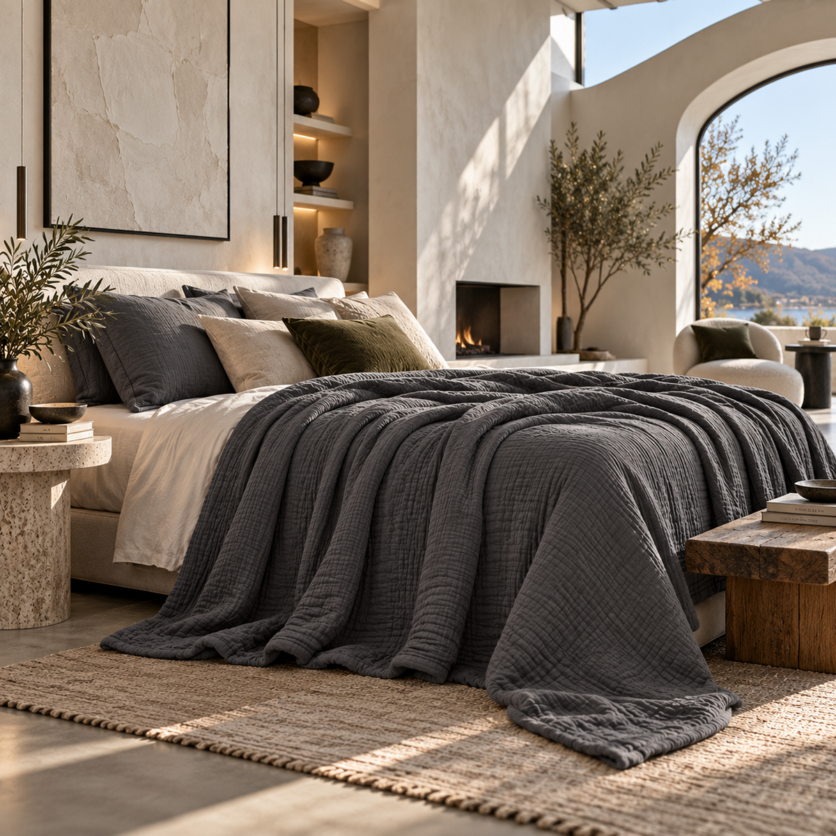 4 Layer Cotton Muslin Blanket: Sharkskin