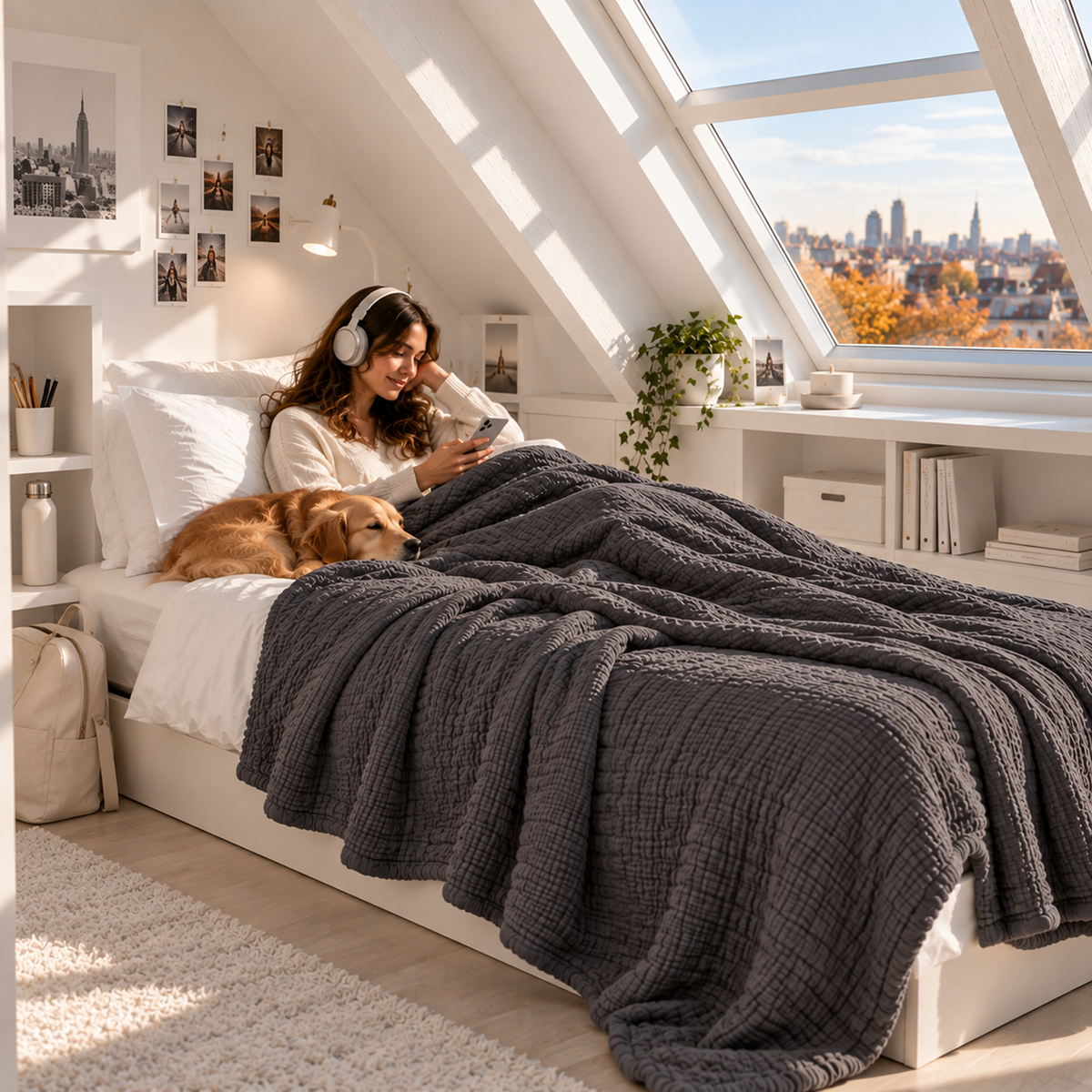 4 Layer Cotton Muslin Blanket: Sharkskin