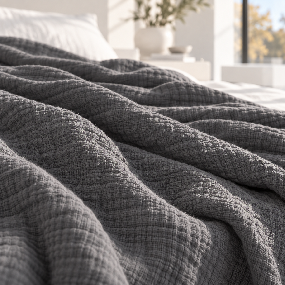 4 Layer Cotton Muslin Blanket: Sharkskin