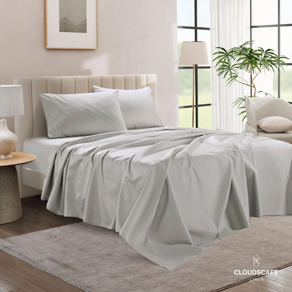 1000 Thread Count Egyptian Cotton : Silver Pillow Case - 2 Piece