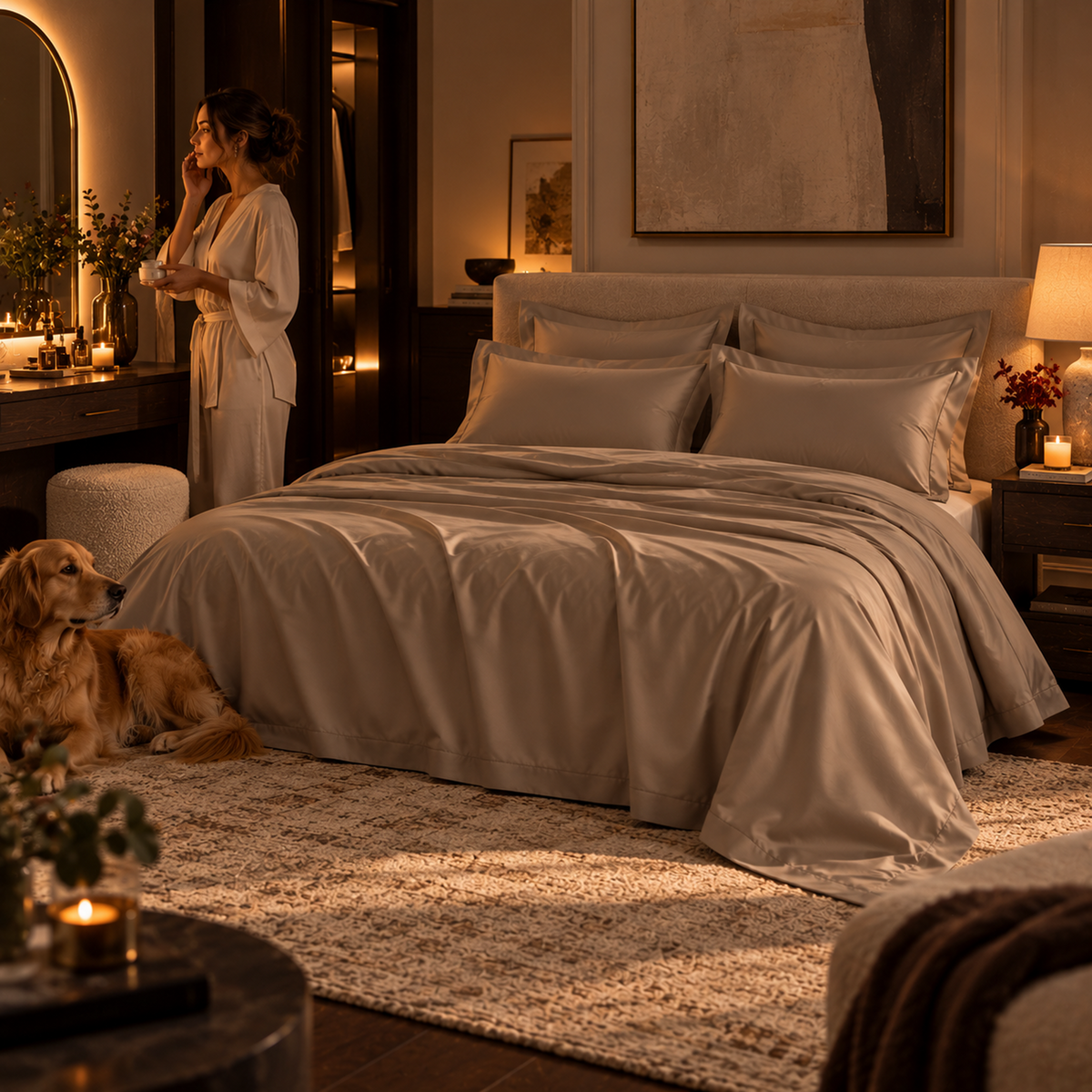 1000 Thread Count Egyptian Cotton : Taupe Bedsheet Set
