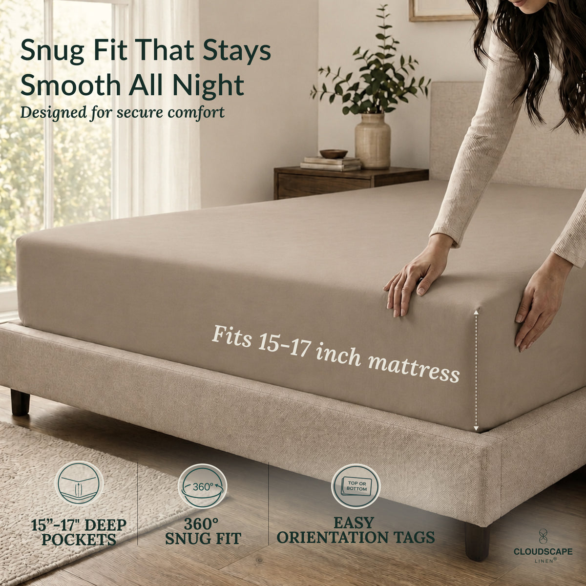 400 Thread Count Egyptian Cotton : Taupe Bedsheet Set