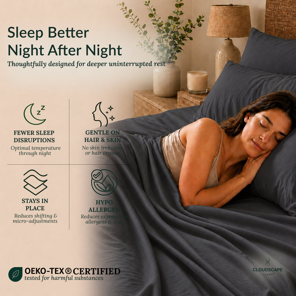 400 Thread Count Egyptian Cotton : Charcoal Grey Bedsheet Set