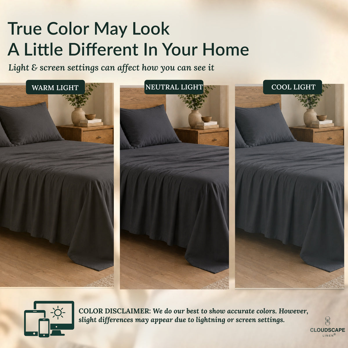 400 Thread Count Egyptian Cotton : Charcoal Grey Bedsheet Set
