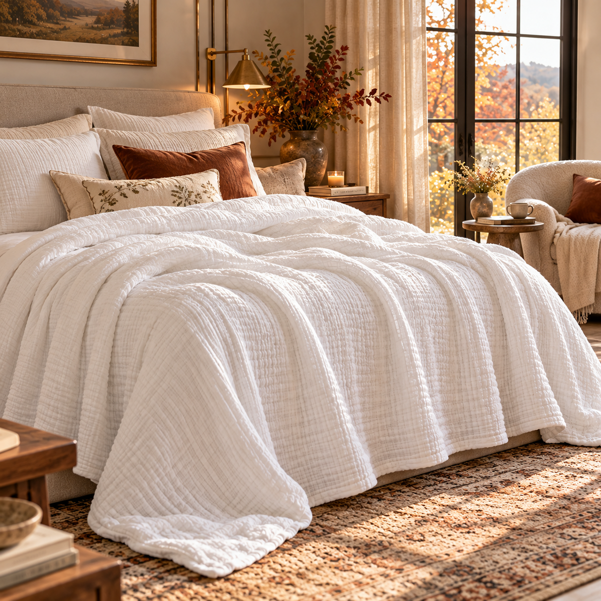 8 Layer Cotton Muslin Blanket - White