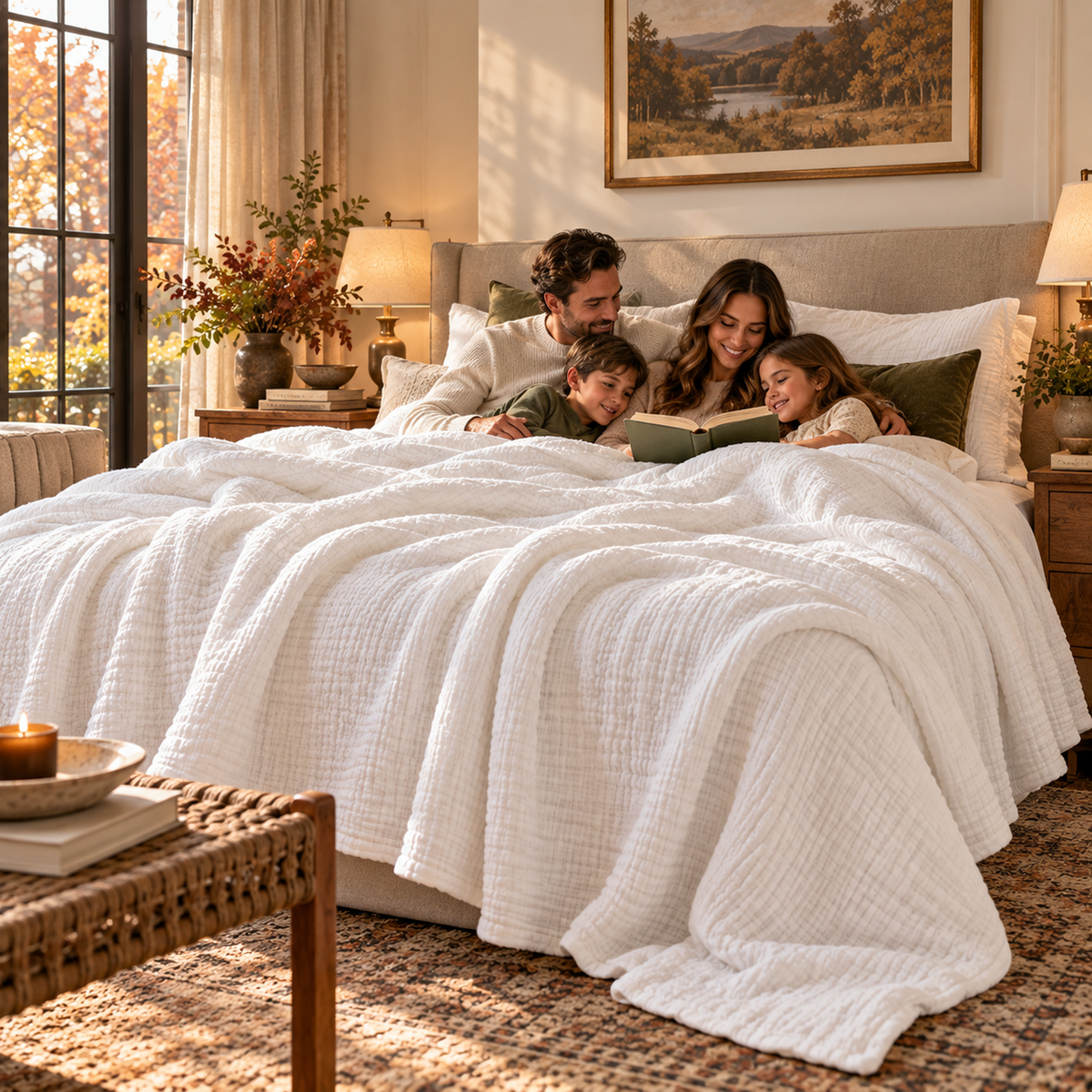 8 Layer Cotton Muslin Blanket - White
