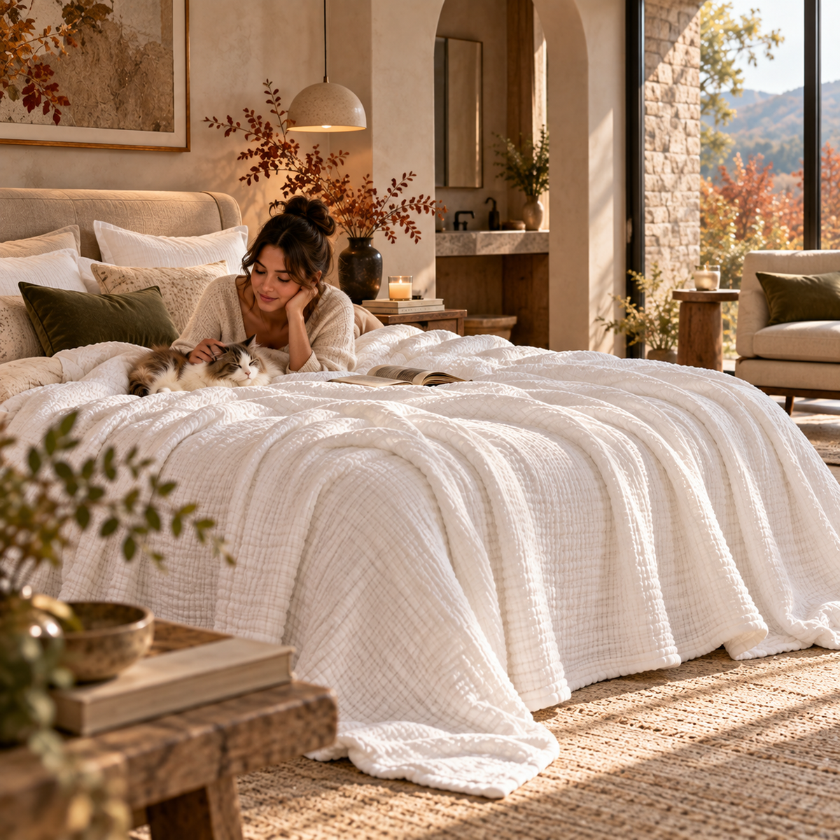 8 Layer Cotton Muslin Blanket - White