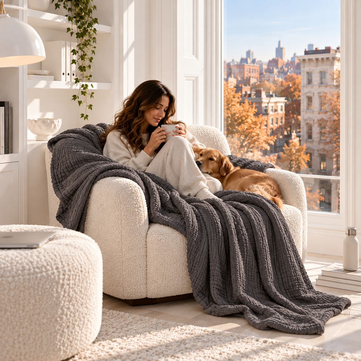 4 Layer Cotton Muslin Blanket: Sharkskin