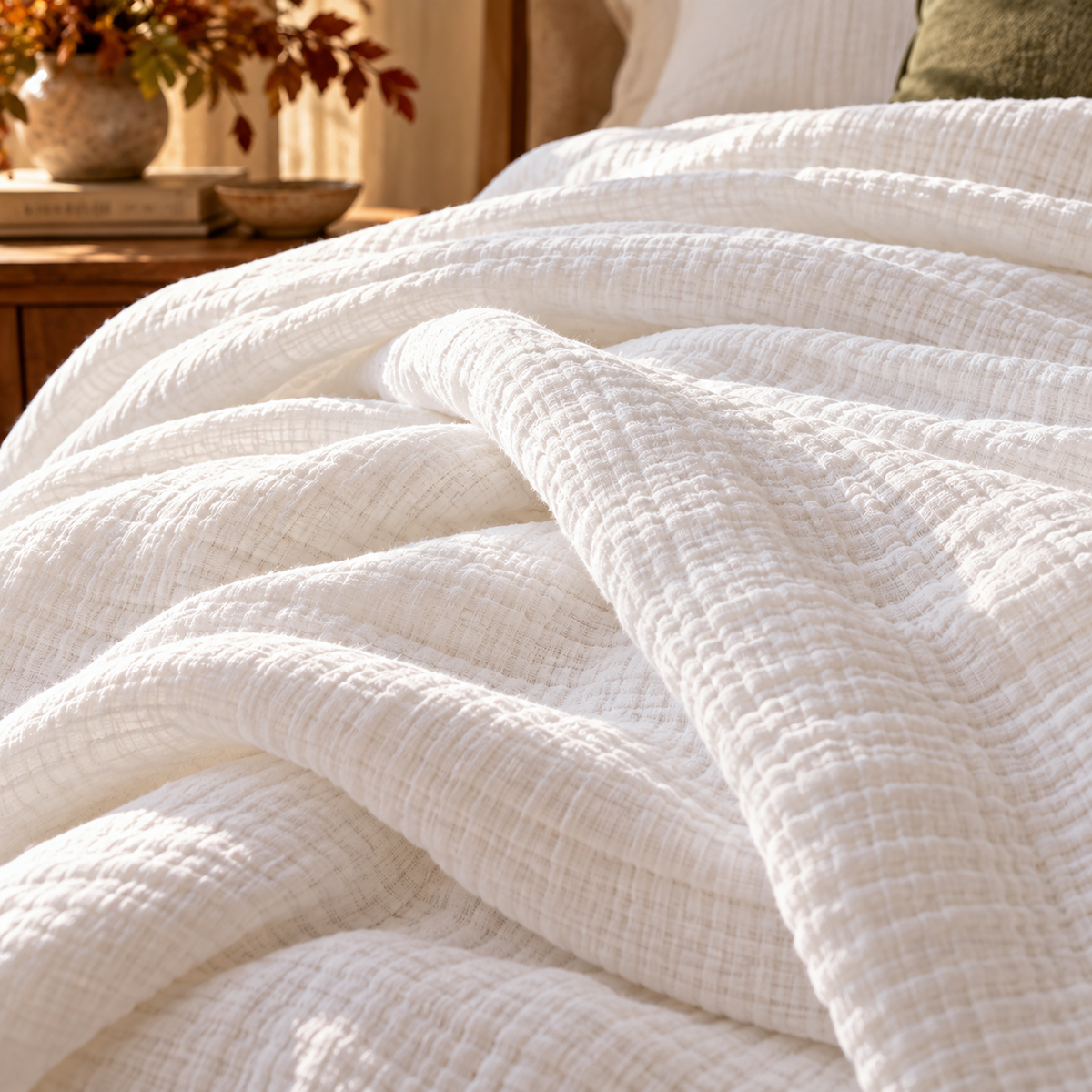 8 Layer Cotton Muslin Blanket - White