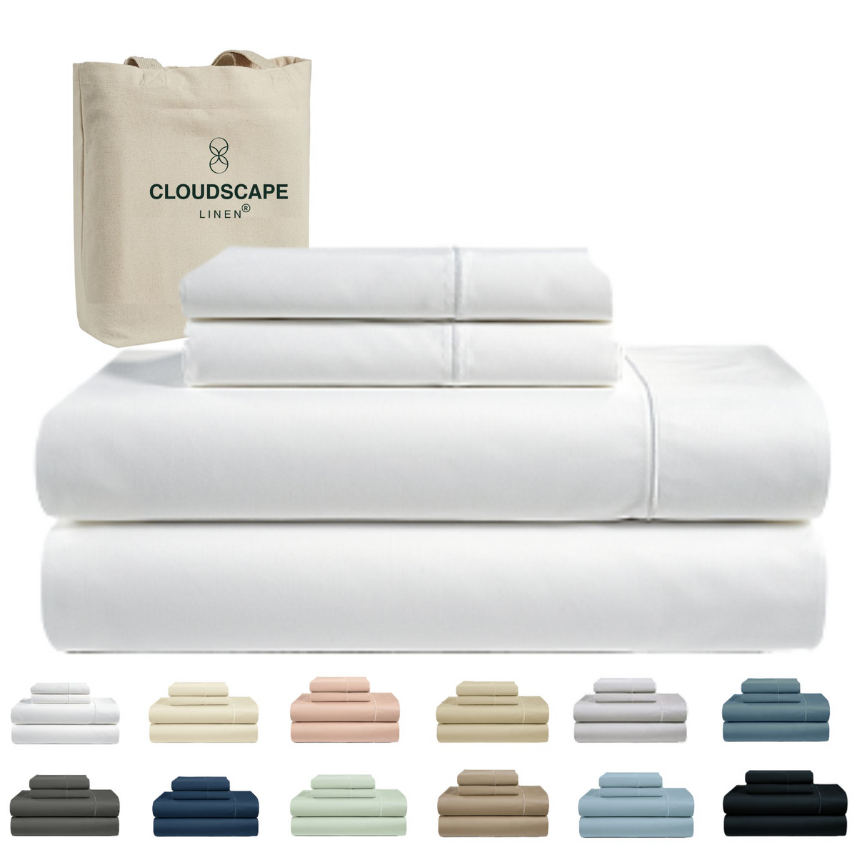 1000 Thread Count Egyptian Cotton : White Bedsheet Set Queen