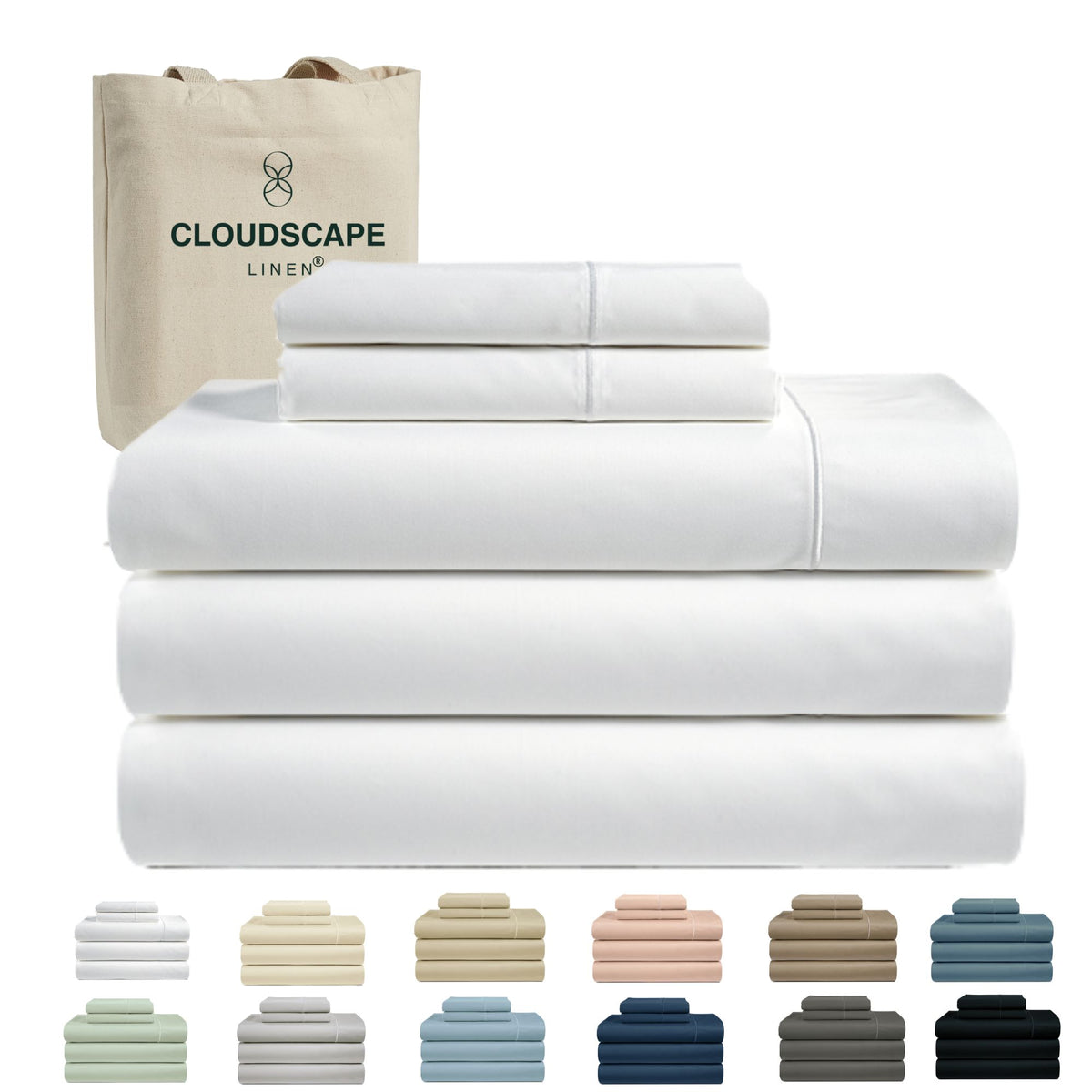 1000 Thread Count Egyptian Cotton : White Bedsheet Set Queen
